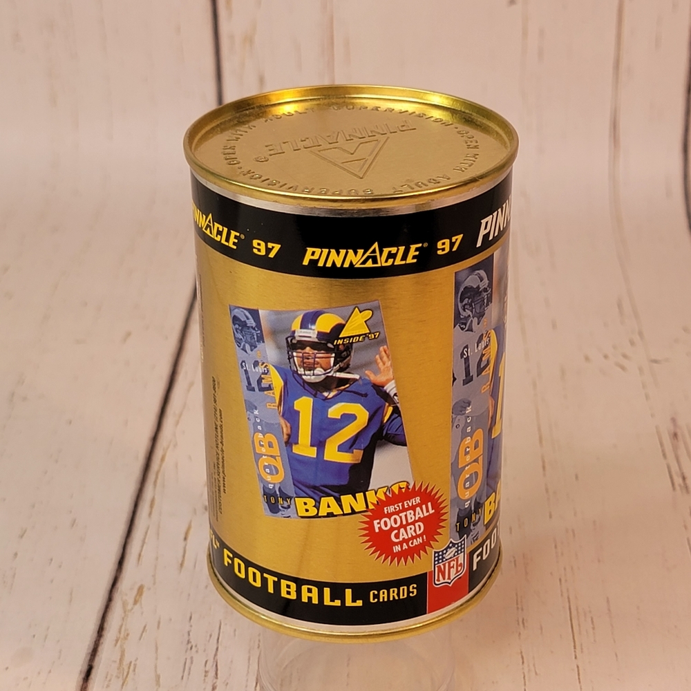 Pinnacle "97 Tony Banks Football Cards in a Can Gimmick Real Can Swaled NIP - Picture 3 of 7